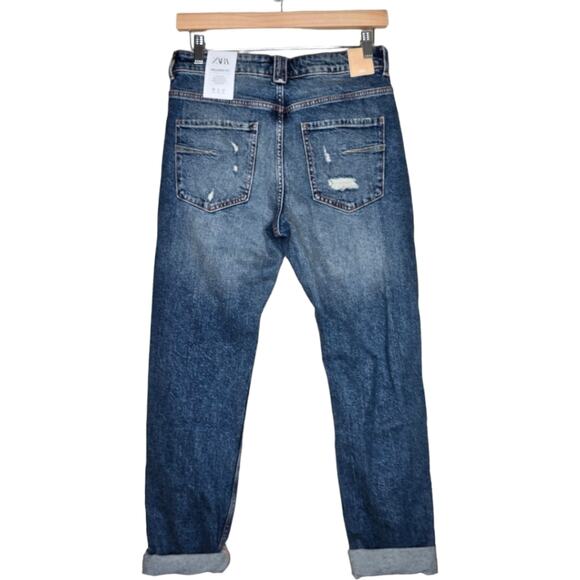 Zara Relaxed Fit Low Rise Distressed Ankle Jeans Size 6 - Picture 3 of 11